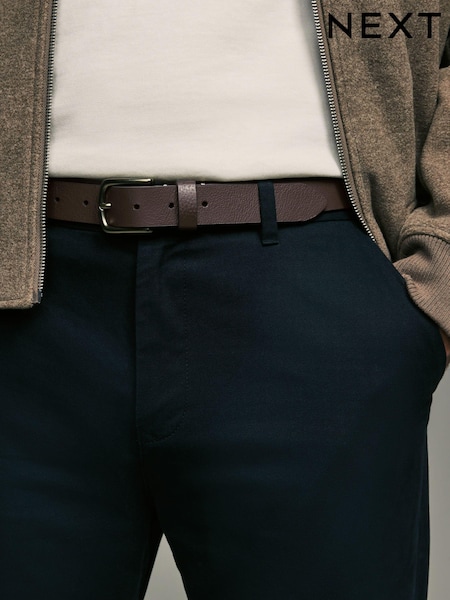 Brown Contrast Stitch Smooth Leather Belt (965225) | €6.50