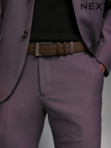 Brown Signature Double Keeper Suede Belt (965398) | AED54