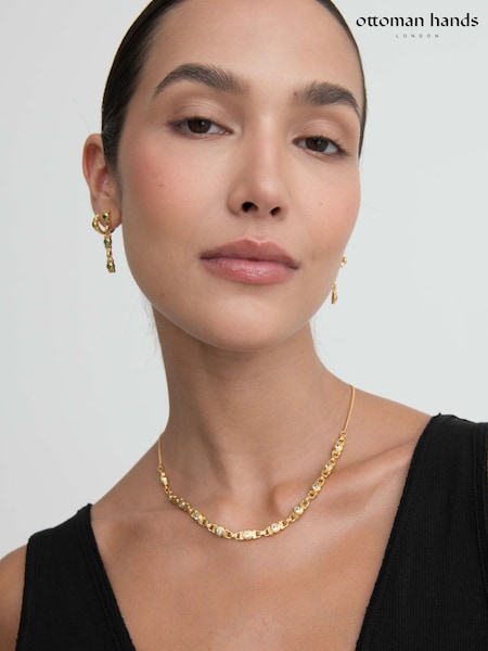 Алтын реңк - Ottoman Hands White Topaz Tennis Necklace