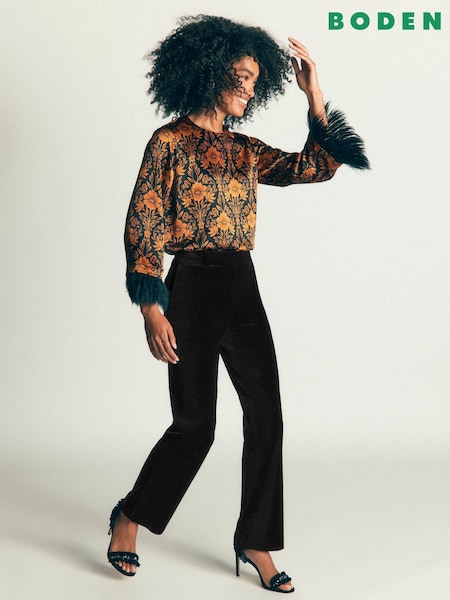 Black - Boden Canonbury Velvet Trousers