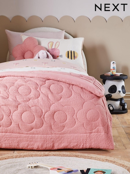 Pink Textured 100% Cotton Quilted Daisy Throw (965611) | $71 - $115