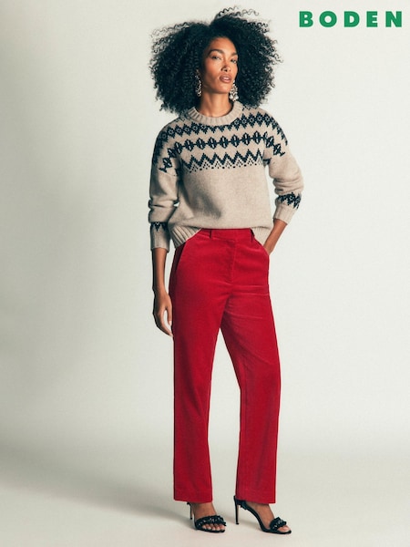 Red - Boden Canonbury Velvet Trousers