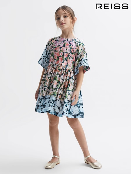 Reiss Multi Marnie 9-12 yrs Floral Print Bell Sleeve Dress (965919) | AED511