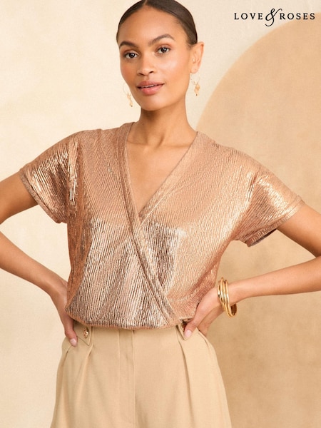 Love & Roses Wrap Front Jersey Top (966022) | 133 LEI