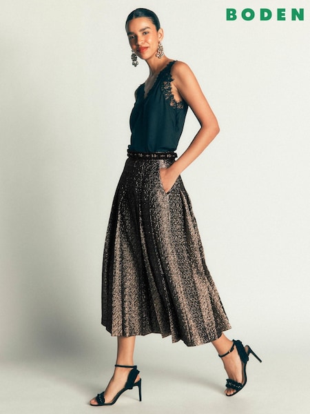Gold - Boden Aya Jacquard Skirt