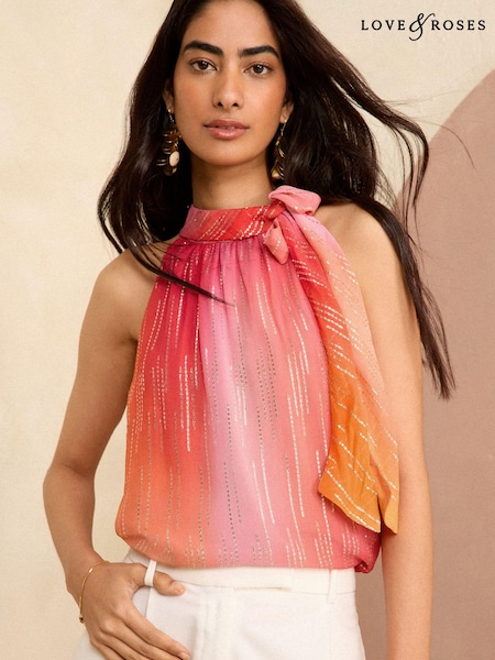 Love & Roses Metallic Halterneck Top (966144) | €18