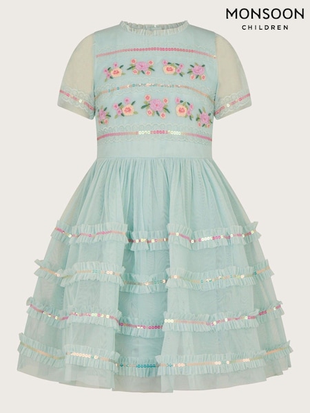 Monsoon Blue Embroidered Lace Tape Dress (966459) | AED149 - AED167