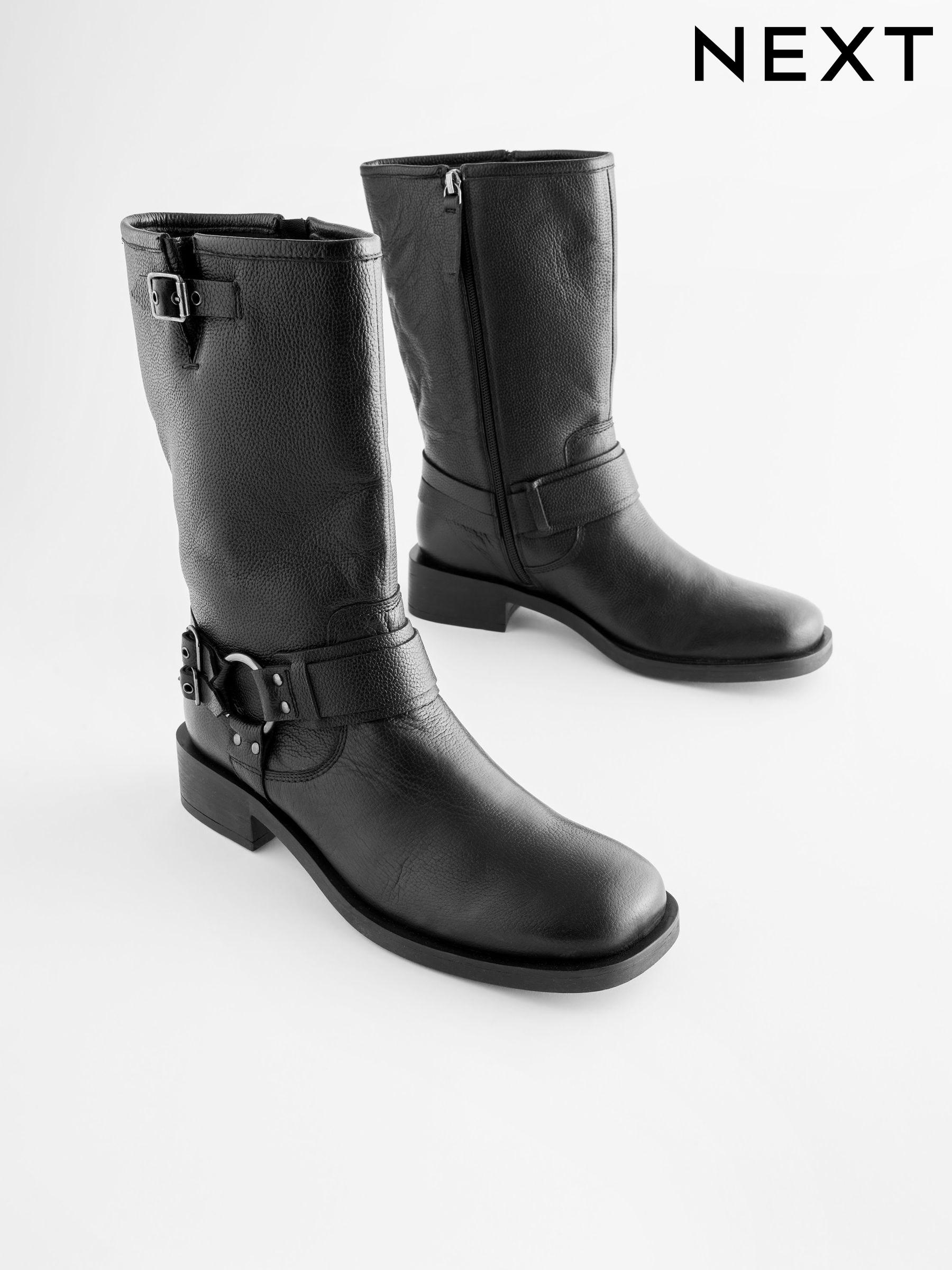 Black Biker Mid Calf Boots Next Luxembourg