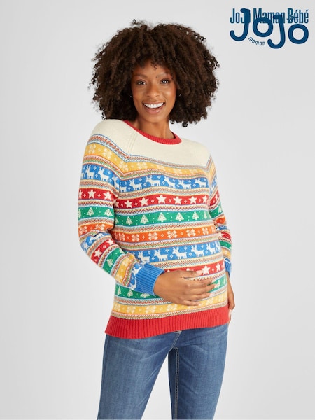 JoJo Maman Bébé Multi Womens Christmas Fair Isle Pattern Jumper (966845) | €66