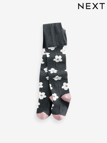 Grey and Pink Cotton Rich Flower Tights (967104) | € 4 - € 6