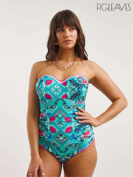 Голубой и розовый - Figleaves Frida Underwired Tummy Control Regular Length Swimsuit (967396) | €16