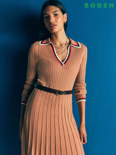 Brown - Boden Honor Short Velvet Dress