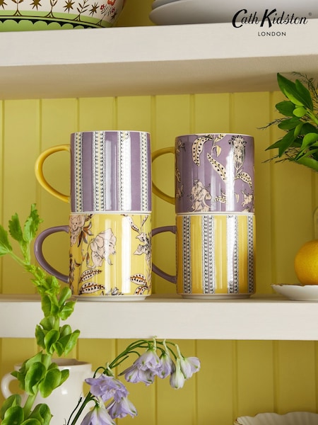 Cath Kidston Set of 4 Purple Wisteria Stacking Mugs (967696) | €47