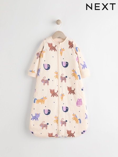 Cream Animal Print Baby 2.5 Tog Detachable Sleeve 100% Cotton Sleep Bag (967722) | AED103 - AED116