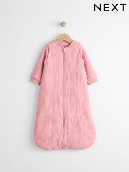 Pink Muslin 2.5 Tog Detachable Sleeve Baby 100% Cotton Sleep Bag (967833) | AED157 - AED176