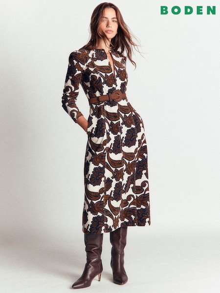 Brown - Boden Una Cord Midi Dress