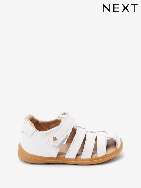 White Leather Wide Fit (G) First Walker Fisherman Sandals (967951) | € 11