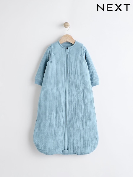 Blue Muslin 2.5 Tog Detachable Sleeve Baby 100% Cotton Sleep Bag (967995) | AED157 - AED176