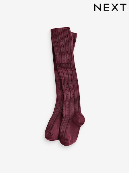 Burgundy Red Cotton Rich Cable Tights (968014) | € 4 - € 7