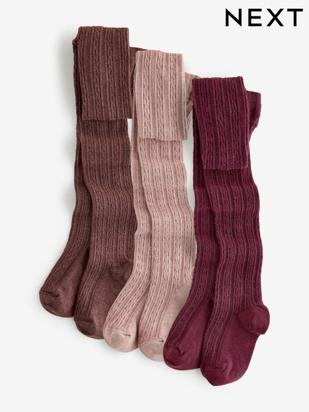 Pink und Violett - Cotton Rich Cable Tights 3 Pack (968069) | 14 € - 21 €