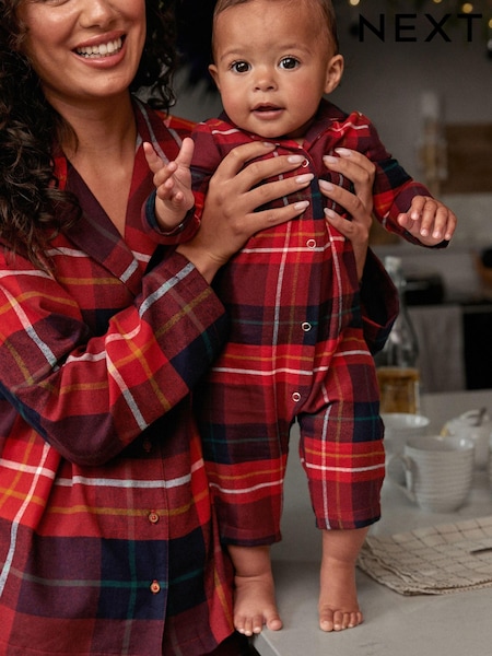 Red Check Matching Family Baby Christmas Cotton Pyjamas (0mths-3yrs) (969049) | €4.50 - €5.50