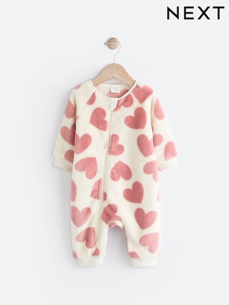 Pink Heart Baby Fleece Sleepsuit (969234) | 41 QAR - 48 QAR