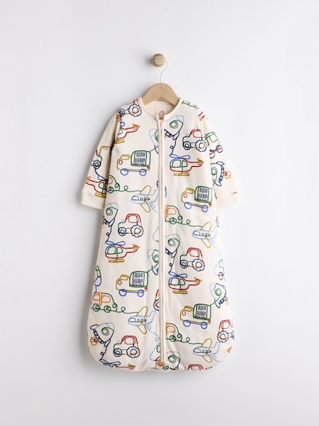 Cream Transport Print 2.5 Tog Removable Sleeve 100% Cotton Sleep Bag (969241) | AED48 - AED54