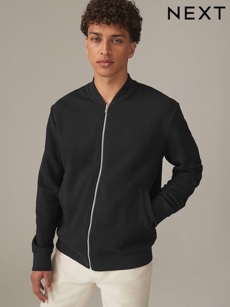 Schwarz - Textured Jersey Bomber Jacket (969358) | 13 €