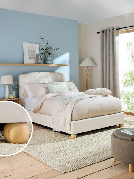 Soft Velvet Natural Oyster Farringdon Upholstered Ottoman Storage Bed Frame (969439) | €925 - €1,025