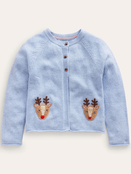 Boden Blue Christmas Reindeer Crochet Cardigan (969984) | €21.50 - €24