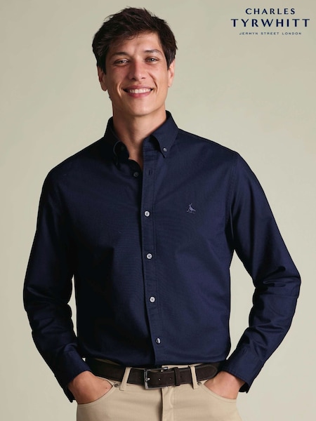 Blue - Regular Charles Tyrwhitt Button-down Stretch Washed Oxford Slim Fit Shirt