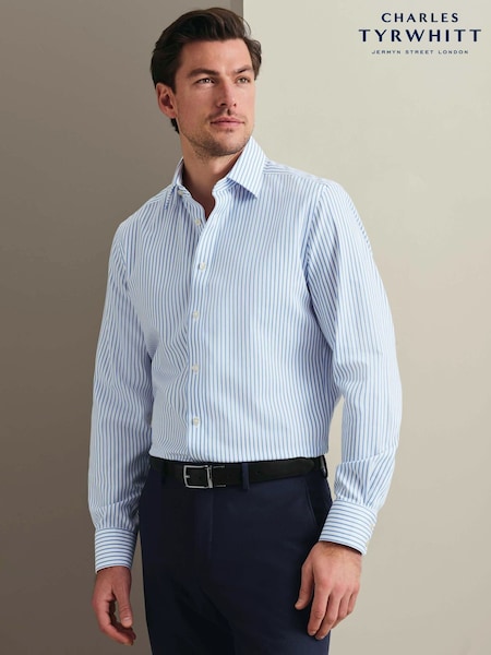 Көк - Regular Charles Tyrwhitt Stripe Non-iron Twill Extra Slim Fit Shirt
