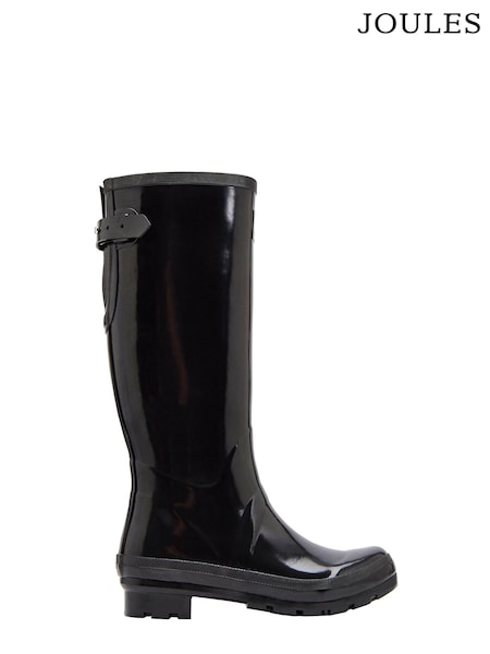 Joules Black Gloss Field Wellies With Adjustable Back Gusset (970589) | €38