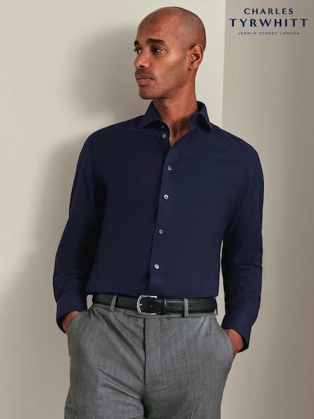 Navy Blue - Regular Charles Tyrwhitt Non-iron Twill Cutaway Extra Slim Fit Shirt