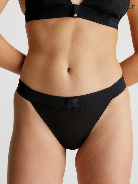 Calvin Klein Black Monogram Rib Tanga Bikini Bottoms (9706J6) | €16.50