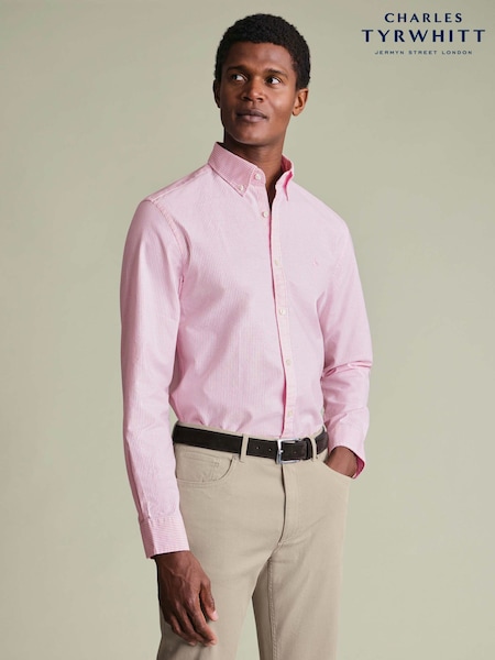 Pink - Regular Charles Tyrwhitt Button-down Stretch Washed Oxford Classic Fit Shirt