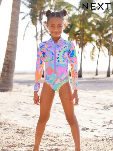 Multi Bright Unicorn Long Sleeved Swimsuit (3-16yrs) (970921) | AED60 - AED78