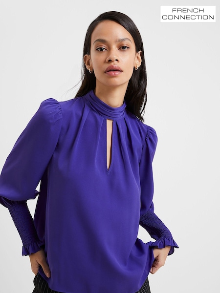 Пурпурный - French Connection Crepe Light Key Hole Top (971156) | €13