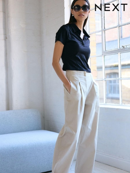 Песочный - Smart Button Hem Trousers (971217) | €11