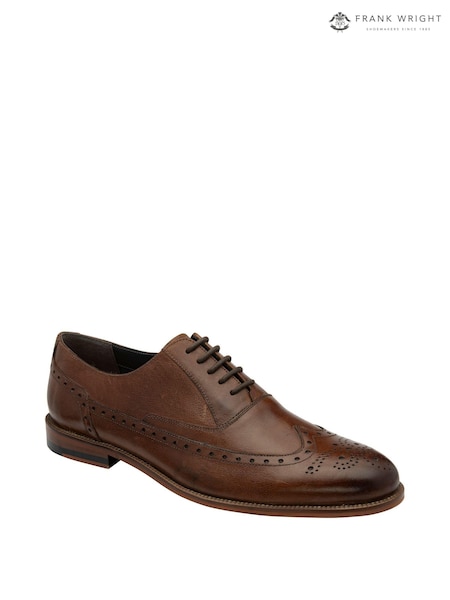 Frank Wright Brown Leather Lace Up Brogues (971224) | 185 QAR