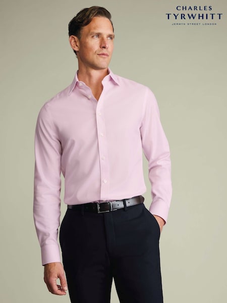 Różowy - Regular Charles Tyrwhitt Non-iron Twill Classic Fit Shirt