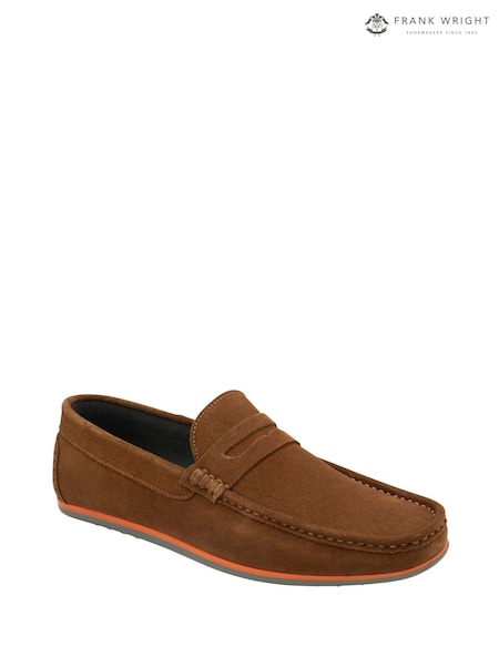Frank Wright Brown Suede Slip On Loafers (971328) | AED174