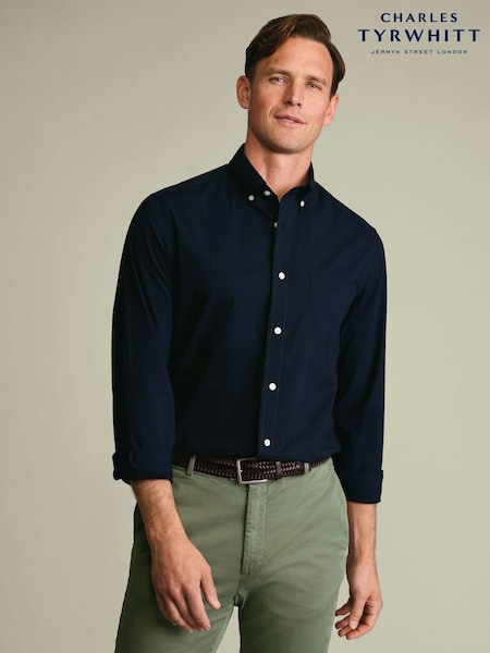 Mornarica Plavo - Regular Charles Tyrwhitt Button-down Stretch Washed Poplin Classic Fit Shirt