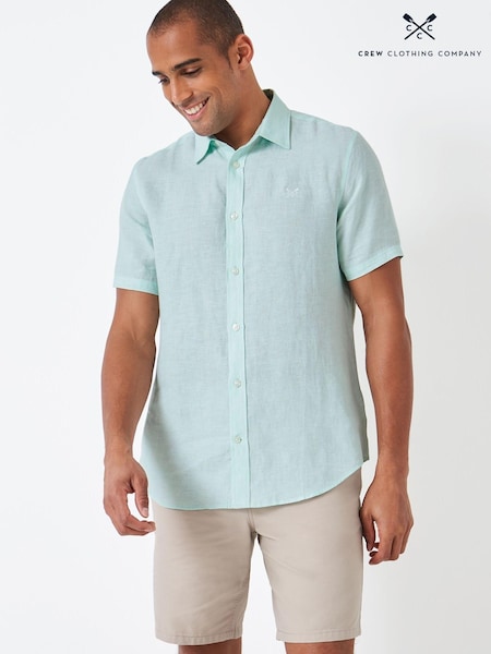Hellgrün - Crew Clothing Company Klassisches Leinenhemd, Mittelblau (971898) | 45 €