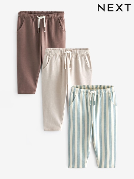 Braun/Ecru/Mineral/Gestreift - 100% Cotton Joggers 3 Pack (3mths-7yrs) (971903) | 18 € - 21 €
