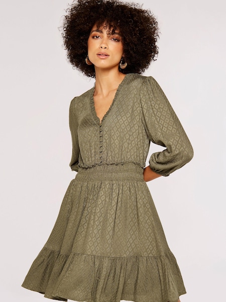 Apricot Green Diamond Jacquard Dress (971997) | €27