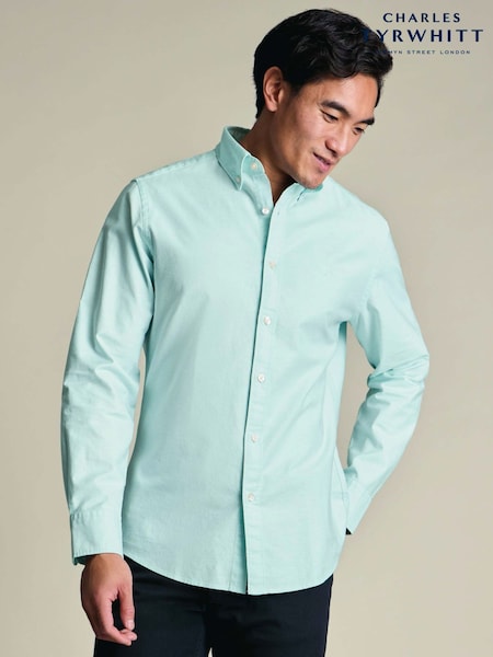 Zaļš - Regular Charles Tyrwhitt Button-down Stretch Washed Oxford Classic Fit Shirt