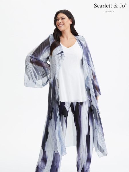 Schwarz und weiß - Scarlett & Jo Waterfall Kimono aus Mesh (972129) | 50 €