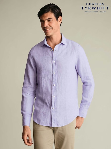 סגול - Regular Charles Tyrwhitt Pure Linen Classic Fit Shirt