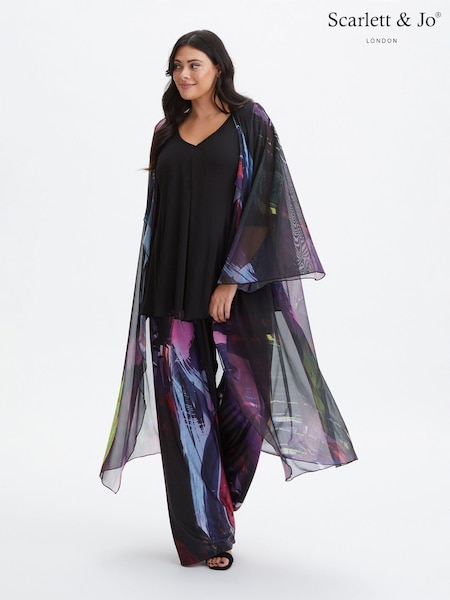 Schwarz - Scarlett & Jo Waterfall Kimono aus Mesh (972146) | 50 €